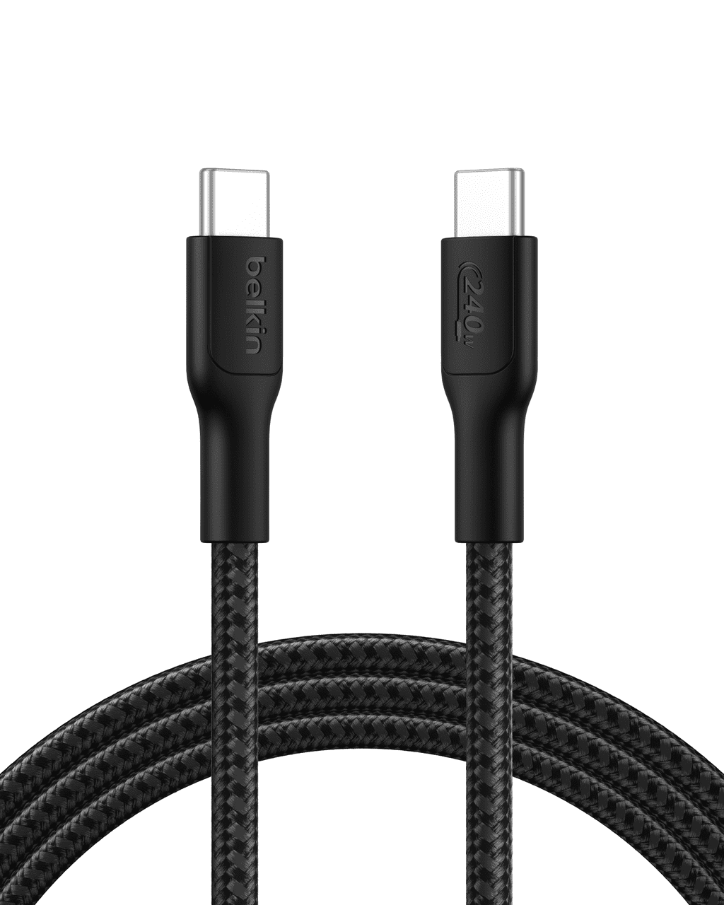 Belkin BoostCharge USB-C to USB-C Cable 240W 2.0 6.6ft/2M Braided Fast Charging Cable USB-C Power Cable Laptop & Phone Charger Black