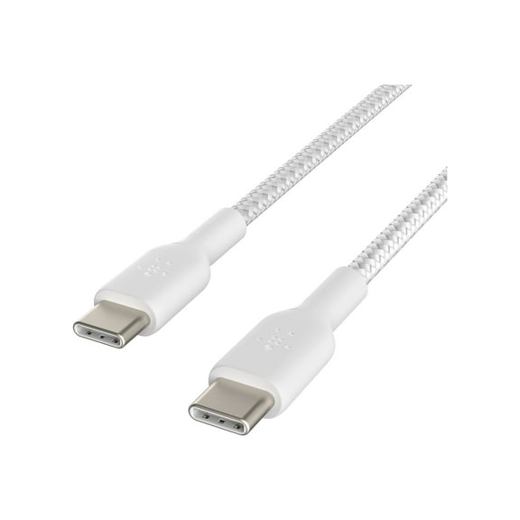 Belkin BoostCharge Braided USB-C to USB-C Cable (1M/3.3ft) for iPhone 16, iPhone 16 Pro, iPhone 16 Pro Max, Galaxy S25, S24, Note, Pixel 9, iPad Pro, Nintendo Switch 2 & More - White (2-Pack)