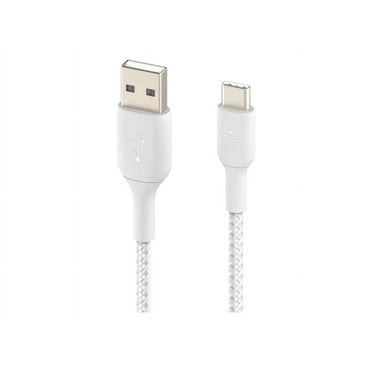 Belkin BoostCharge Braided USB-C to USB-A Cord (2M/6.6ft) for iPhone 15 Series, Samsung Galaxy S24 Series, Note20, Google Pixel 7 & 8, iPad Pro, Nintendo Switch, & More - White