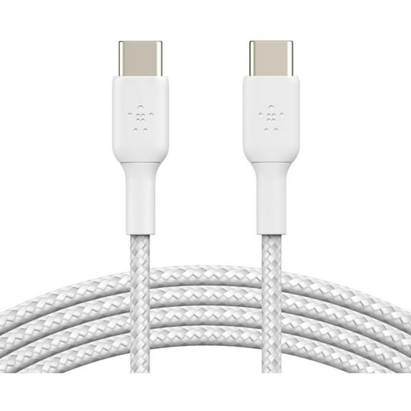 Belkin BoostCharge Braided USB-C to USB-C Cable (1M/3.3ft) for iPhone 16, iPhone 16 Pro, iPhone 16 Pro Max, Galaxy S25, S24, Galaxy Note, Pixel 9 & 8, iPad Pro, Nintendo Switch 2 & More - White