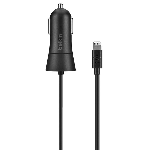 Belkin Car Charger (2.4A/12W) with Builtin Lightning Cable