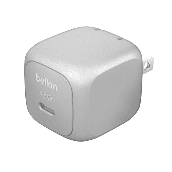 Open Box Belkin Compact Wall Charger 45Watt, USB-C Power Delivery Fast Charging for Apple iPhone 16, 15, 14, 13, Plus, Pro, Pro Max, Samsung Galaxy S25, Galaxy S24, Pixel 9, MacBook, iPad & More - Gray