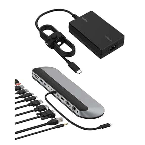 Belkin Connect 11-in-1 USB-C Pro Dock and 100W USB-C GC-Power Adapter Bundle