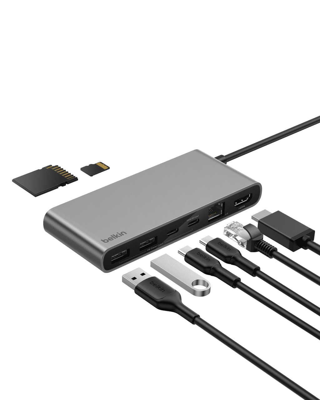 Belkin Connect 8-Port USB C Hub, Supports Display w/Resolutions up to 4K@60Hz - Works with Mac, Windows, and Chromebook - 100W PD w/ 10Gbps Data Transfer Speeds