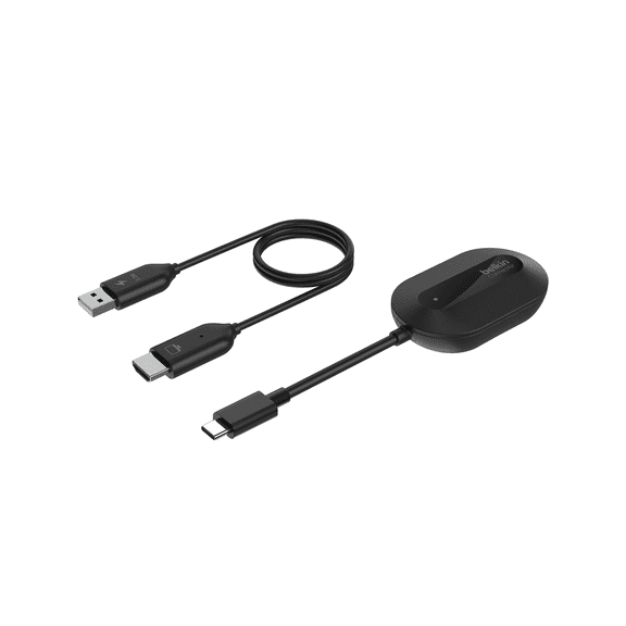 Belkin ConnectAir Wireless HDMI Display Adapter for USB C Laptop, Tablet, Phone, Projector Compact Plug & Play Receiver, 1080p@60Hz HD Streaming, Screen Sharing, Travel Accessories - No WiFi Needed