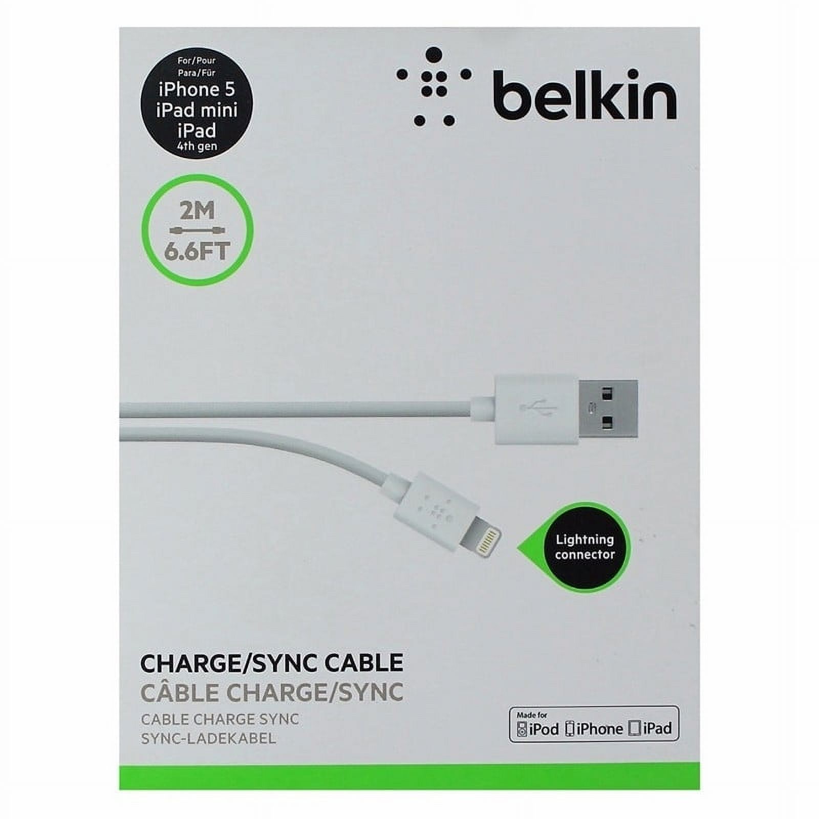 Belkin ( F8J023BT2M - WHT) 6.6Ft Charge/Sync Cable for iPhones - White - image 1 of 2