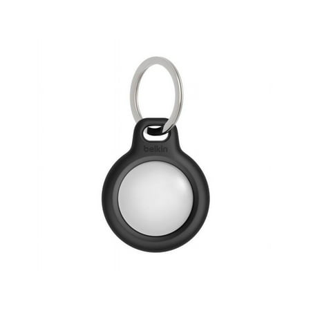Belkin Apple AirTag Secure Holder with Key Ring - Durable Scratch Resistant Case With Open Face & Raised Edges - Protective AirTag Keychain Accessory For Keys, Pets, Luggage, Backpacks - Black
