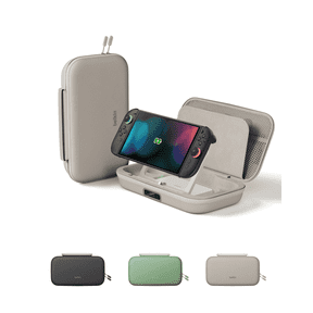 Belkin Charging Case Pro for Nintendo Switch 2, 10000mAh Power Bank, 30W Fast Charging w/ Kick Stand - Custom Fit, Hard Shell Carrying Case, 12 Game Card Slots, AirTag Holder, Digital Display - Sand