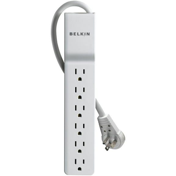 Belkin BE106000-08R 720 J Home/Office 6-Outlet Surge Protector with Rotating Plug and 8 ft. Cord - White