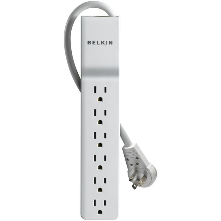 Home/Office Surge Protector with Rotating Plug, 6 AC Outlets, 8 ft Cord, 720 J, White Home/Office Surge Protector with Rotating Plug, 6 AC Outlets, 8 ft Cord, 720 J, White