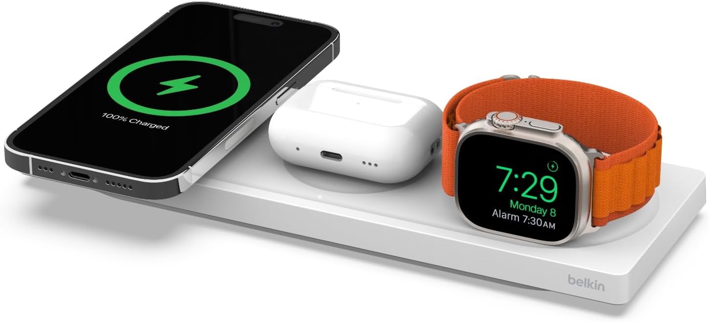 Belkin BoostCharge Pro 3-in-1 Wireless Charger with MagSafe, Quick 