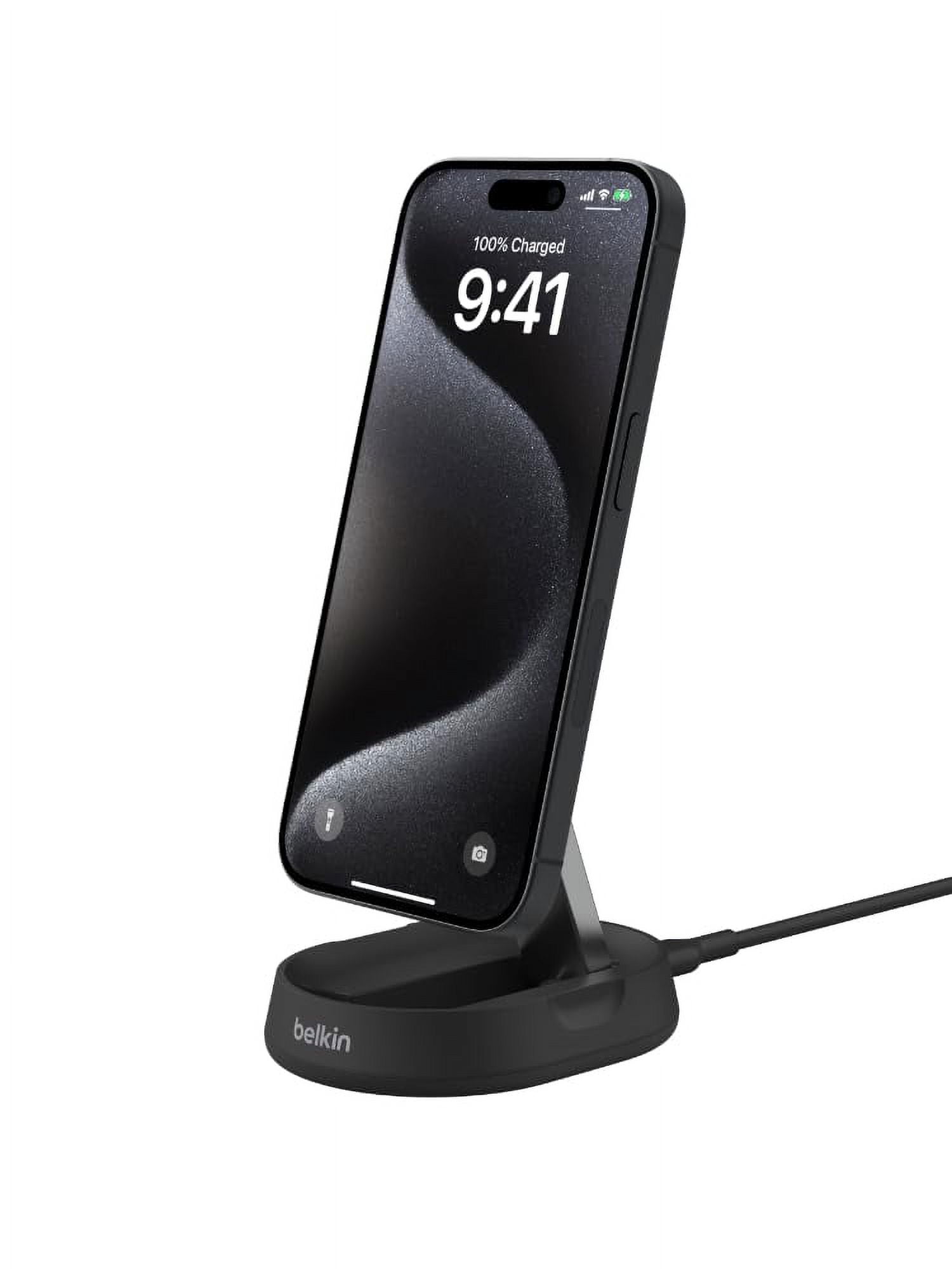 Belkin MagSafe Charger Compatible Convertible Magnetic Charging Stand 15W - BoostCharge Pro Qi2-Certified Wireless Charger for Apple iPhone 16 Series, Airpods Pro, \u0026 More - Black (No PSU Included)