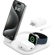 Belkin MagSafe-Compatible iPhone Charger - 3-in-1 Magnetic Foldable Charger 15W - Qi2-Certified Wireless Charging Statio
