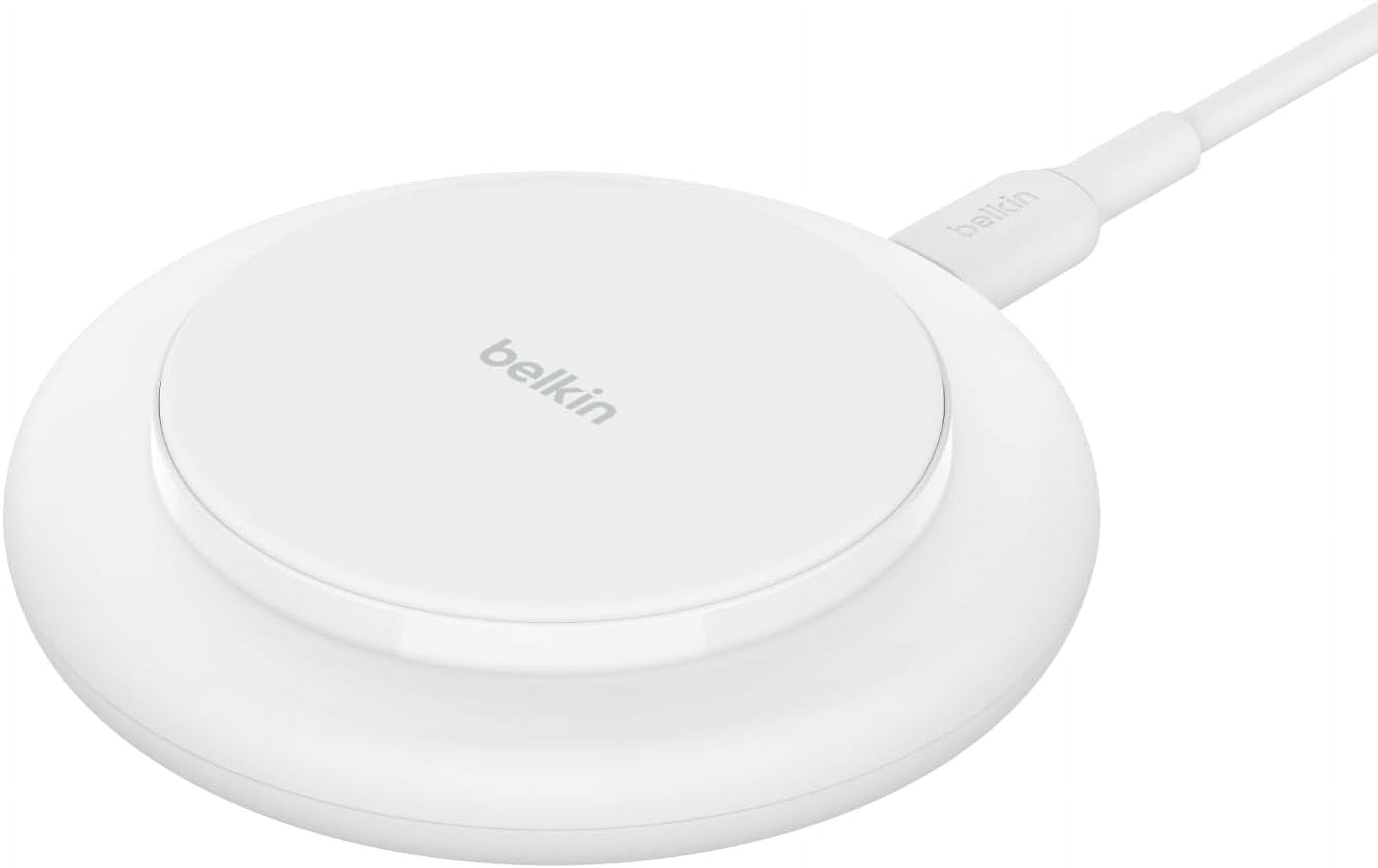 Open Box Belkin Magnetic Wireless Charging Pad 15W - MagSafe-Compatible Qi2-Certified Wireless iPhone Charger for Apple iPhone 16, 16e, 15, 14 Series, AirPods w/Non-Slip Base, Power Supply Included - White