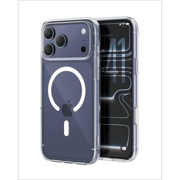 Belkin for iPhone 17 Pro Max Case, Clear, MagSafe Compatible w/Anti-Scratch & Anti-Yellowing Treated Coating, Touch Sensitive Camera Control - Military Grade, Slim Design, Shockproof, Protective