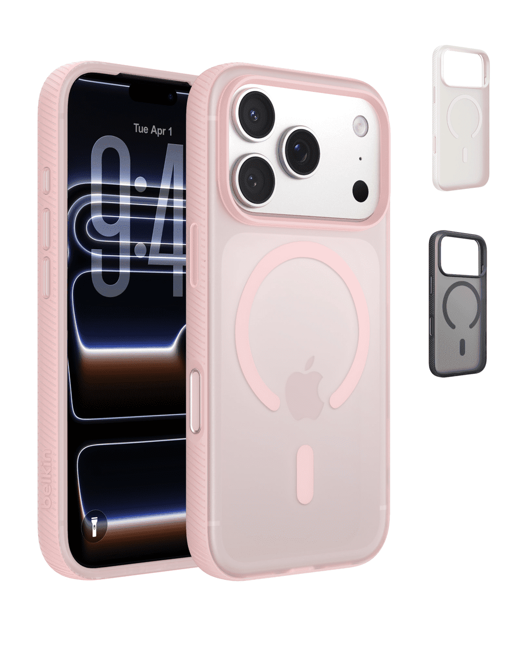 Belkin for iPhone 17 Pro Case, Grip, MagSafe Compatible w/Anti-Scratch & Anti-Yellowing Coating, Touch Sensitive Camera Control - Military Grade, Anti-Slip, Magnetic, Shockproof, Protective-Pink