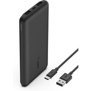 Belkin BoostCharge Power Bank 10K, 10000 mah Portable Power Bank with USB-a to USB-C cable, BPB011btBK-RF, 1 Pack