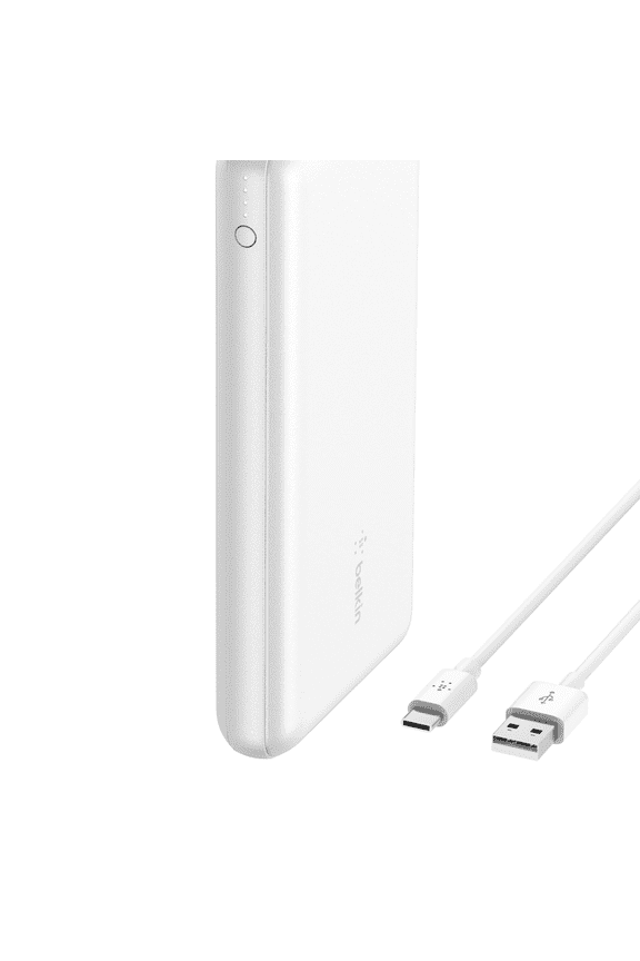 20K Power Bank, USB-A & C 15W, White with Overcharge Protection, Portable Power Pack