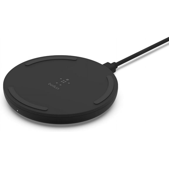 Open Box Belkin Quick Charge Wireless Charging Pad - 10W Qi-Certified Charger Pad for iPhone, Samsung Galaxy, Apple Airpods Pro & More - Charge While Listening to Music, Streaming Videos, & More - Black