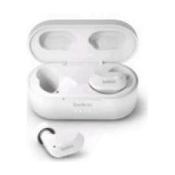 Belkin SoundForm True Wireless Earbuds, Bluetooth Headphones with Microphone, Touch Controls, IPX5 Sweat & Splash Resistant for iPhone 14, Pro, Max, Mini & Galaxy S23 with Charging Case - White