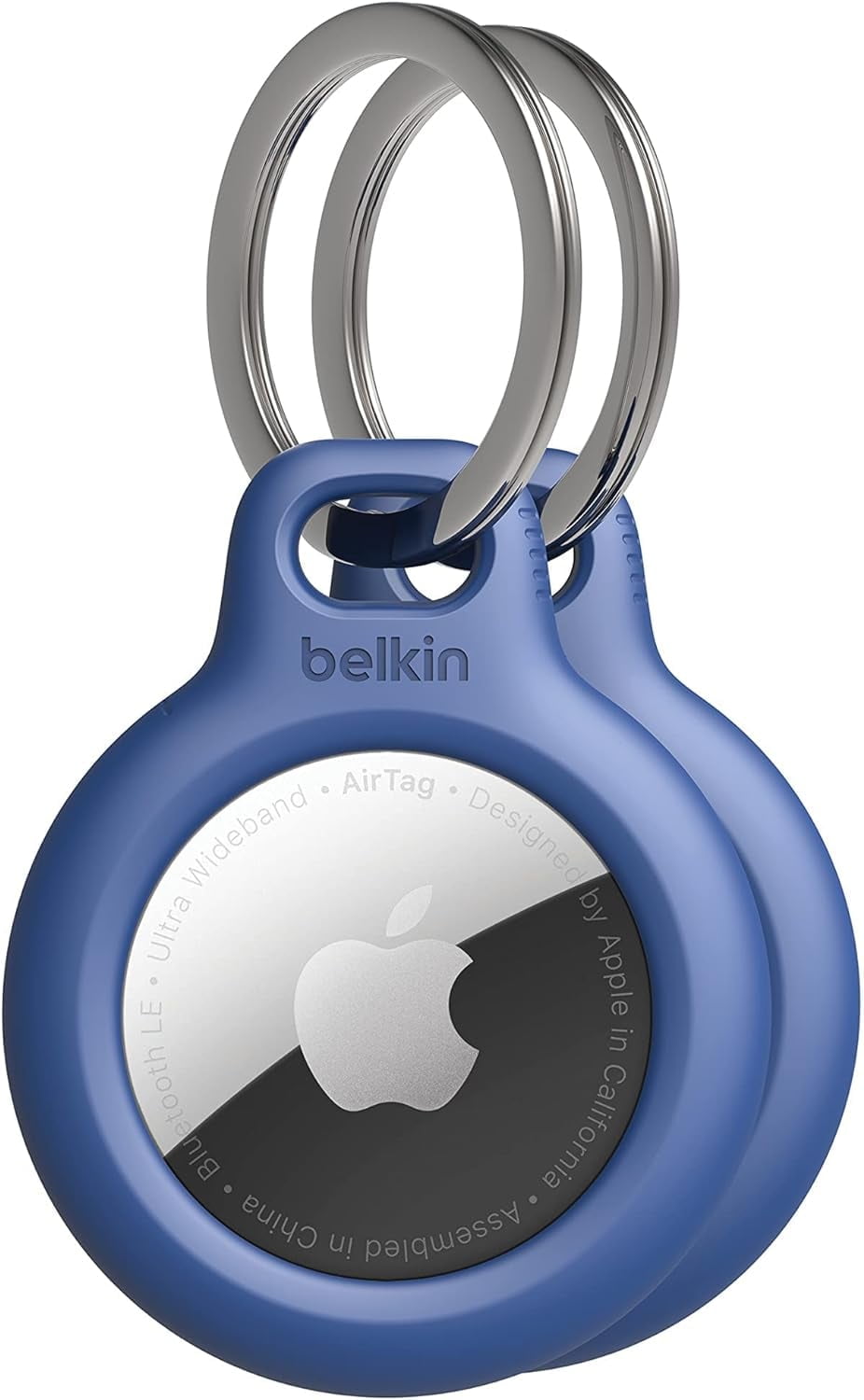 Belkin Apple AirTag Secure Holder with Key Ring, Durable Scratch Resistant Case With Open Face & Raised Edges, 2 count (Pack of 2)