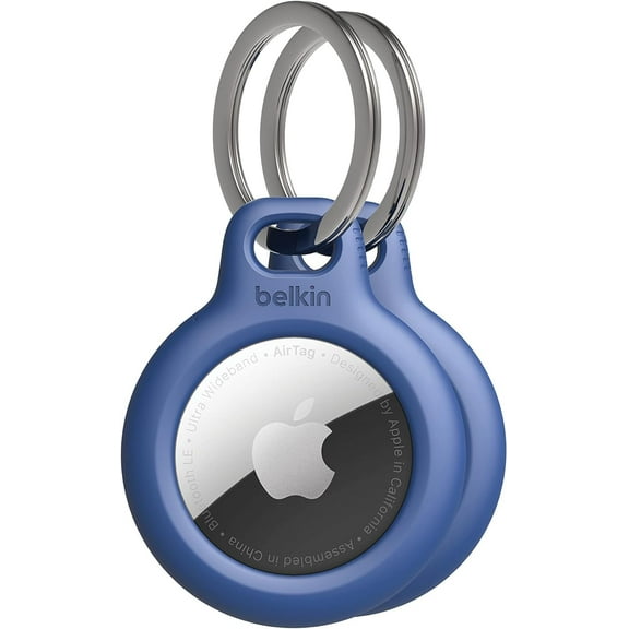 Belkin Apple AirTag Secure Holder with Key Ring, Durable Scratch Resistant Case With Open Face & Raised Edges, 2 count (Pack of 2)