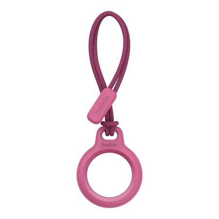 Belkin Apple Airtag Secure Holder With Strap - Apple Air Tag Keychain - Airtag Holder With Strap For Key Ring - Airtag Keychain Accessories - Scratch Resistant Airtag Case With Raised Edges - Pink
