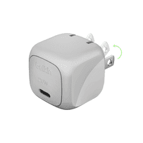 Belkin Compact Wall Charger 20W, USB-C Power Delivery Fast Charging for Apple iPhone 16, 15, 14, 13, Plus, Pro, Pro Max, Samsung Galaxy S25, Galaxy S24, Google Pixel 9, iPad, AirPods, & More - Gray