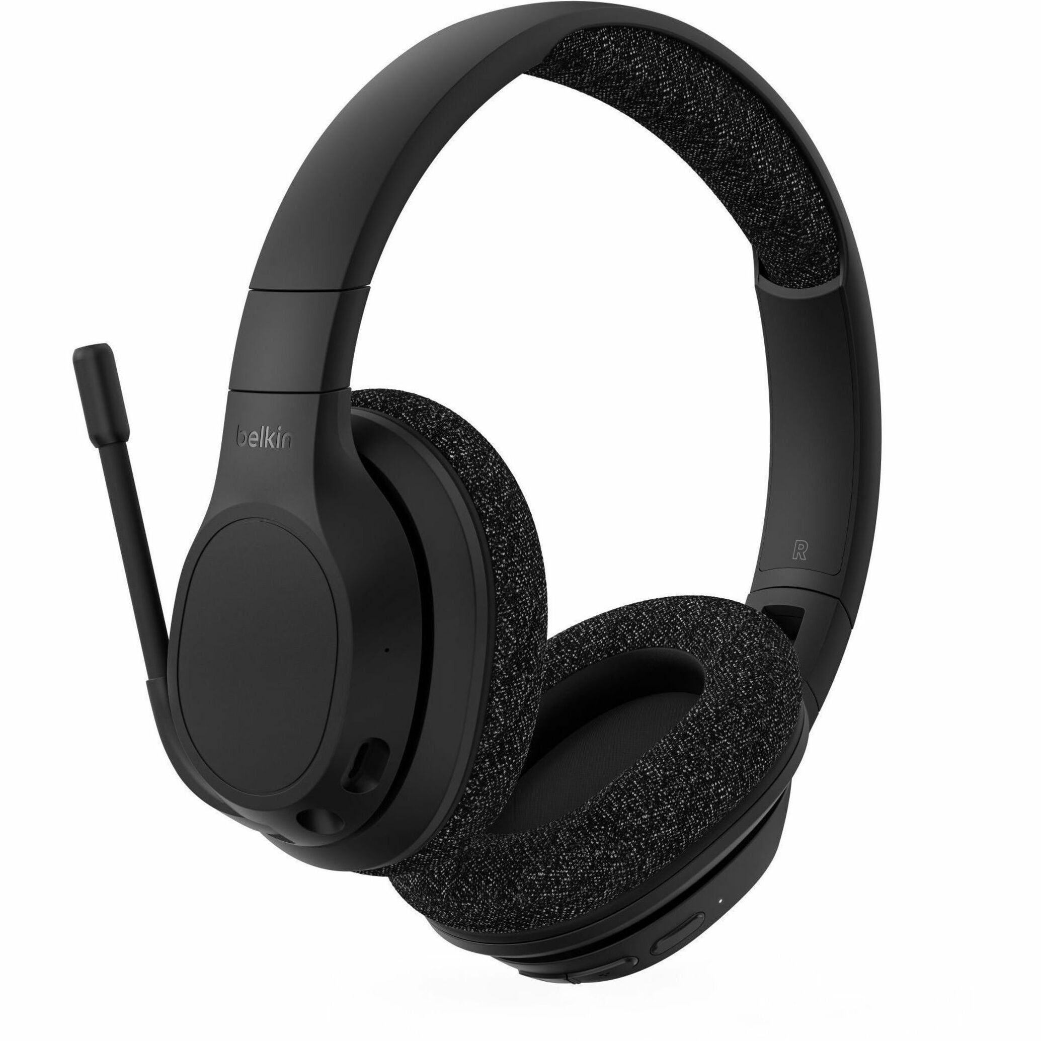 Belkin SoundForm Adapt Wireless Over Ear Headset Headphones for Work Play Gaming Travel with Built in Boom Microphone Compatible with iPhone iPad Galaxy and More Black Walmart