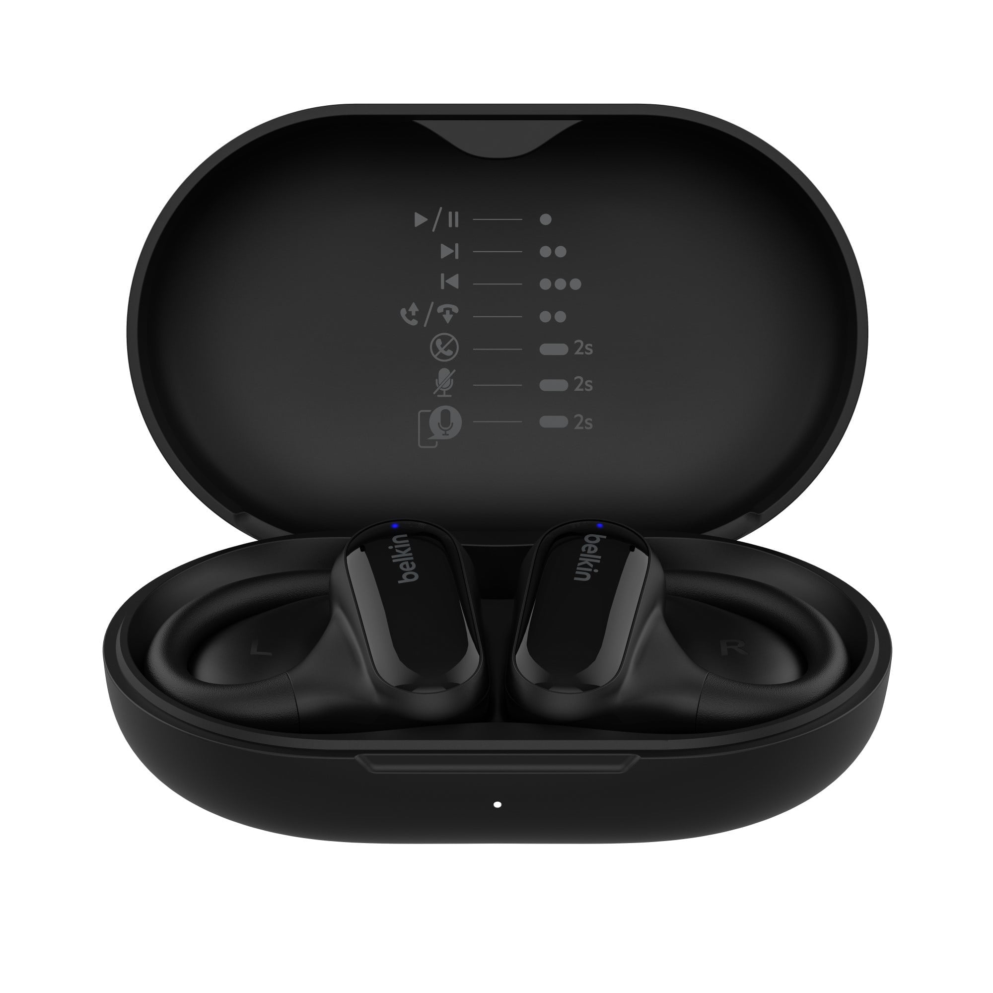 Belkin SoundForm ClearFit Open-Ear Wireless Earbuds, Lightweight Sport Earphones, Bluetooth Earbuds w/ Long-Lasting Comfort, IPX5 Waterproof Earbuds for iPhone, Hiking, Biking, Running - Black&nbsp;