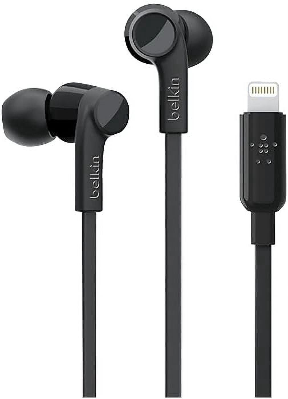 Belkin SoundForm Headphones - Wired In-Ear Earphones With Microphone- iPhone Headphones - Apple Wired Earbuds For iPhones & iPads With Lightning Connector (Black)