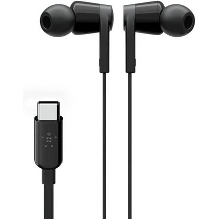 Belkin SoundForm Wired Earbuds with USB-C Connector, In-Ear Earphones w/ Microphone - Headphones for iPhone 15, iPad Mini, Galaxy S24, Android, Nintendo Switch 2 & More - Black