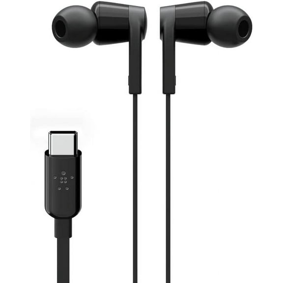 Belkin SoundForm Wired Earbuds with USB-C Connector, In-Ear Earphones w/ Microphone - Headphones for iPhone 15, iPad Mini, Galaxy S24, Android, Nintendo Switch 2 & More - Black