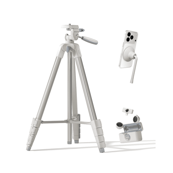 Belkin Stage Creator Kit w/ Tripod Stand, Magnetic Phone Mount, Dual Wireless Microphones - Portable Content & Vlogging Setup for iPhone, Android, TikTok, YouTube, Streaming, Instagram Creator