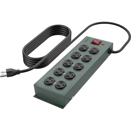 Belkin F9D1000-15 Metal SurgeMaster 885 J Surge Protector with 10 AC Outlets and 15 ft. Cord - Dark Gray