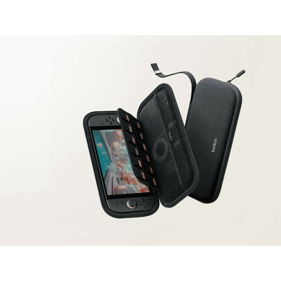 Belkin Travel Case for Nintendo Switch 2 – Hard Shell, Soft Interior, Game Card Pocket, AirTag Holder – Lightweight & Portable Gaming Bag – Charcoal