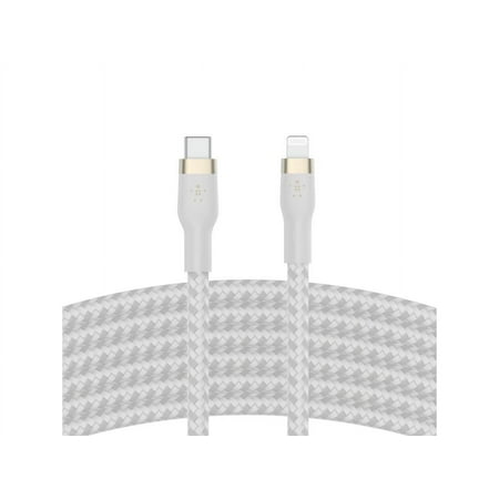 Belkin - BoostCharge Flex Silicone USB-C to Lightning Cable 6.6FT, MFi-Certified Charging Cable with Cable Clip - White