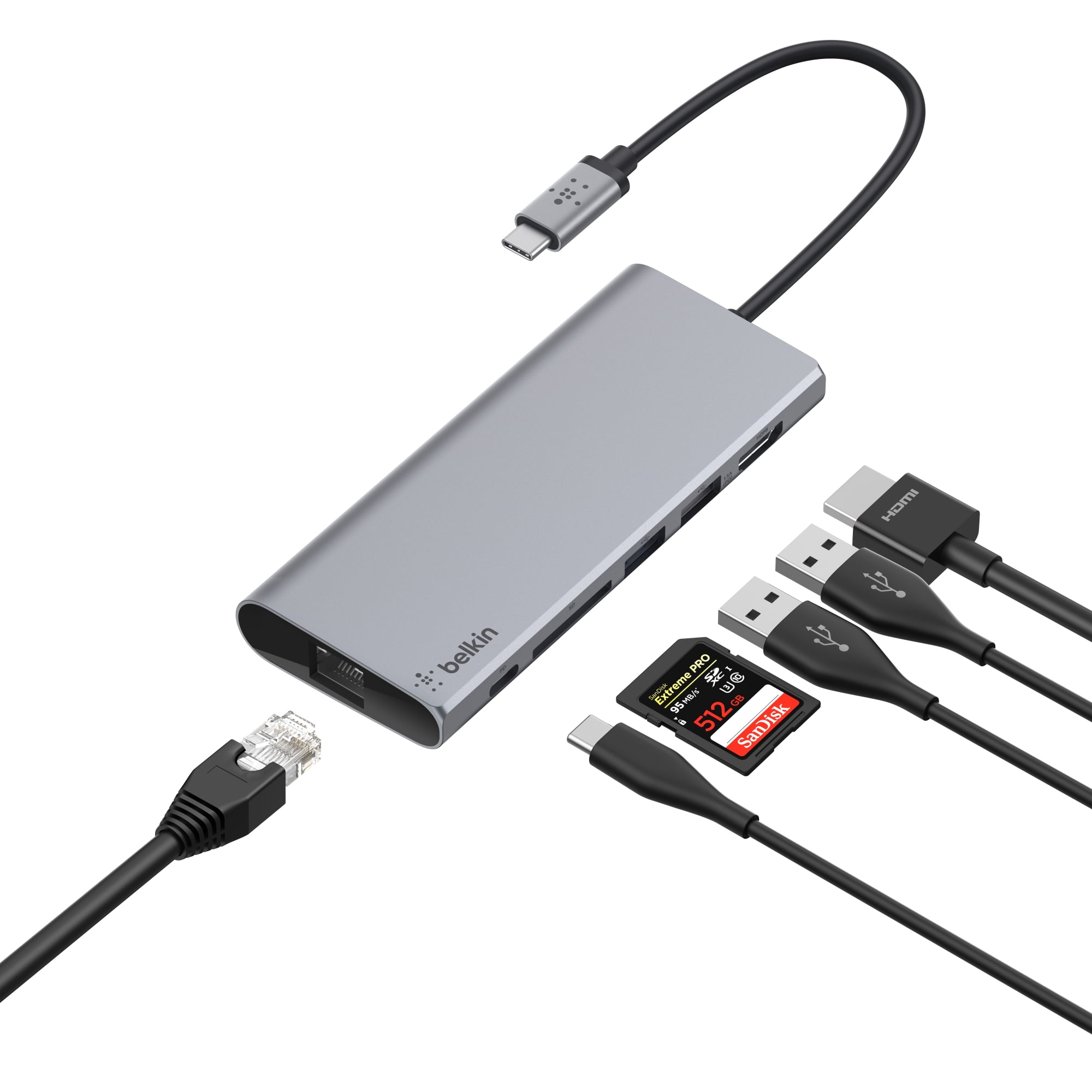 Belkin 5-in-1 Powered USB-C Hub, 2 USB-A Ports, 1 USB-C Port, Ethernet, &  4K HDMI Port INC008ttBK - Best Buy