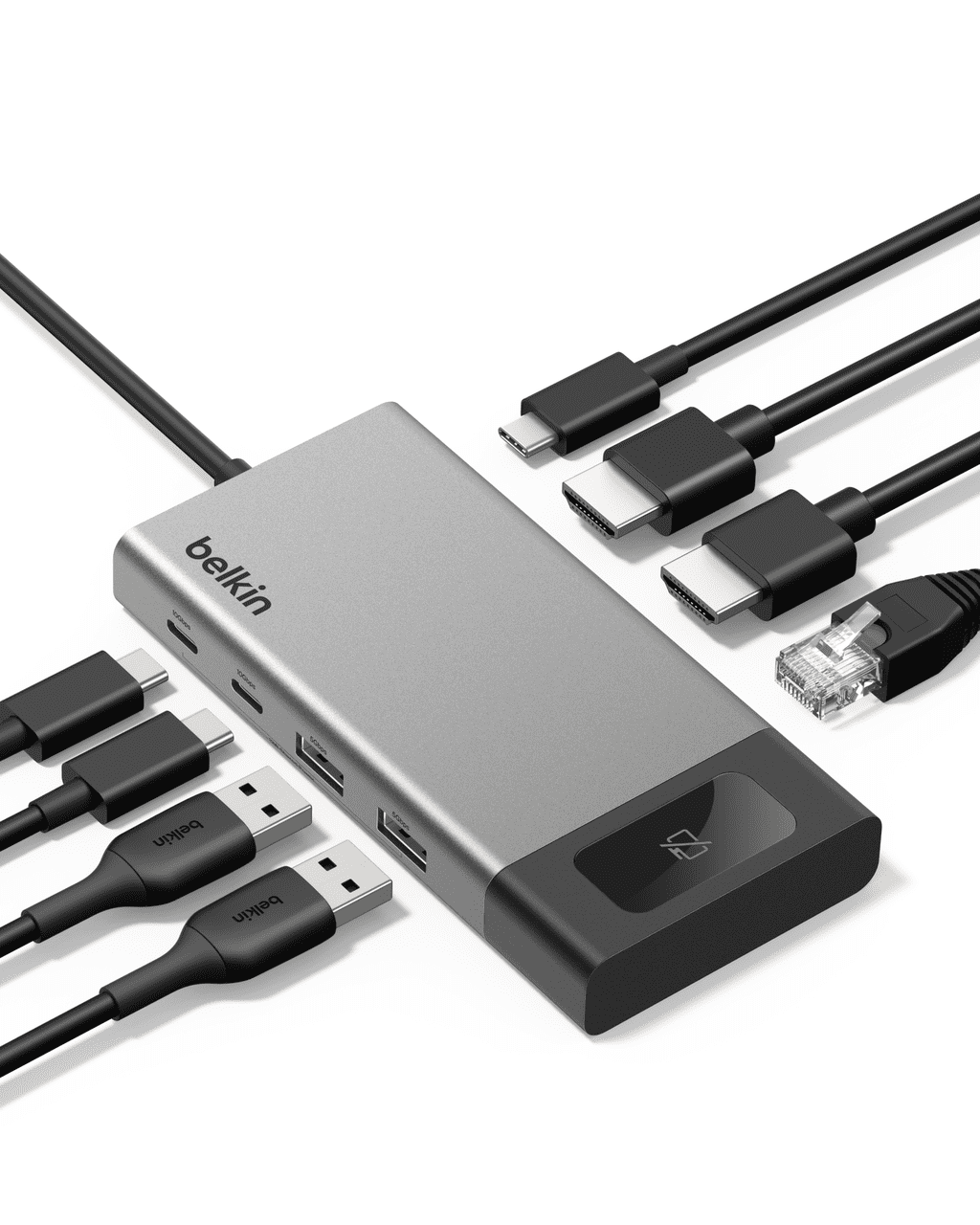 Belkin USB-C Hub, 8-in-1 Multi-Port Docking Station 100W - Dual Display Support for Mac, Windows and Chromebook - 10Gbps data transfer speeds, Ethernet, resolutions up to 4K@60Hz
