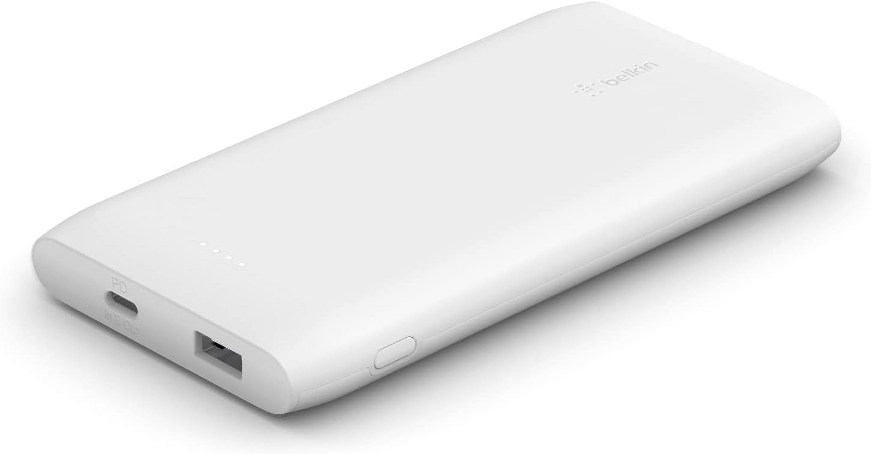 Belkin USB-C Power Bank 10K, Fast Charging Portable Battery Pack w/ USB-C + USB Ports, Compatible w/ iPhone 14, 14 Plus, 14 Pro, 14 Pro Max, 13, 13 Mini, Galaxy S23, S23+, Ultra and More - White