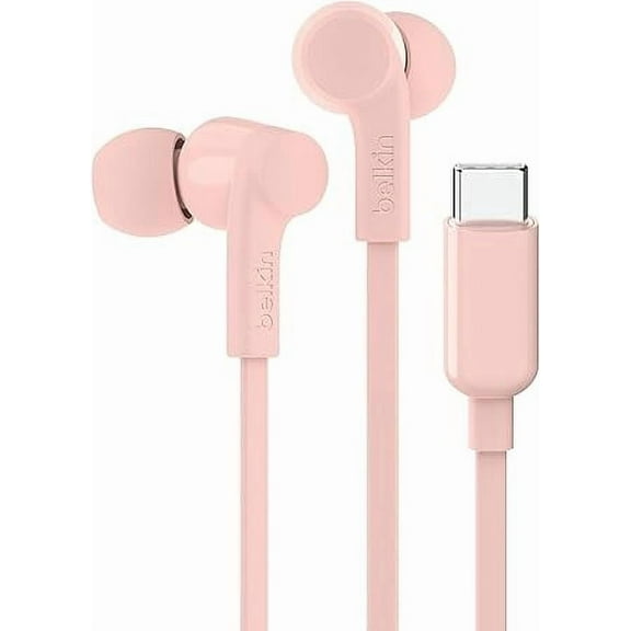 Belkin SoundForm Wired Earbuds with USB-C Connector, in-Ear Earphones w/Microphone - Headphones for iPhone 16, iPad Mini, Galaxy S24, Android, Nintendo Switch 2 & More - Pink