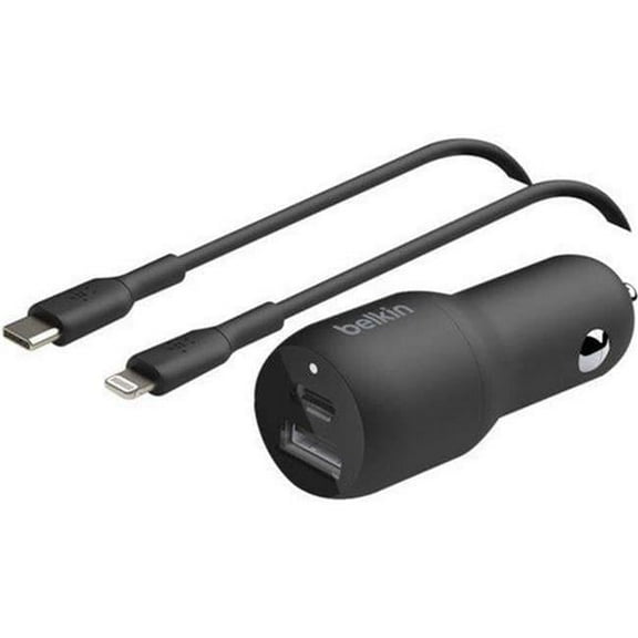 Belkin BoostCharge Dual Car Charger - Car power adapter - 37 Watt - PD 3.0 - 2 output connectors (USB, USB-C)