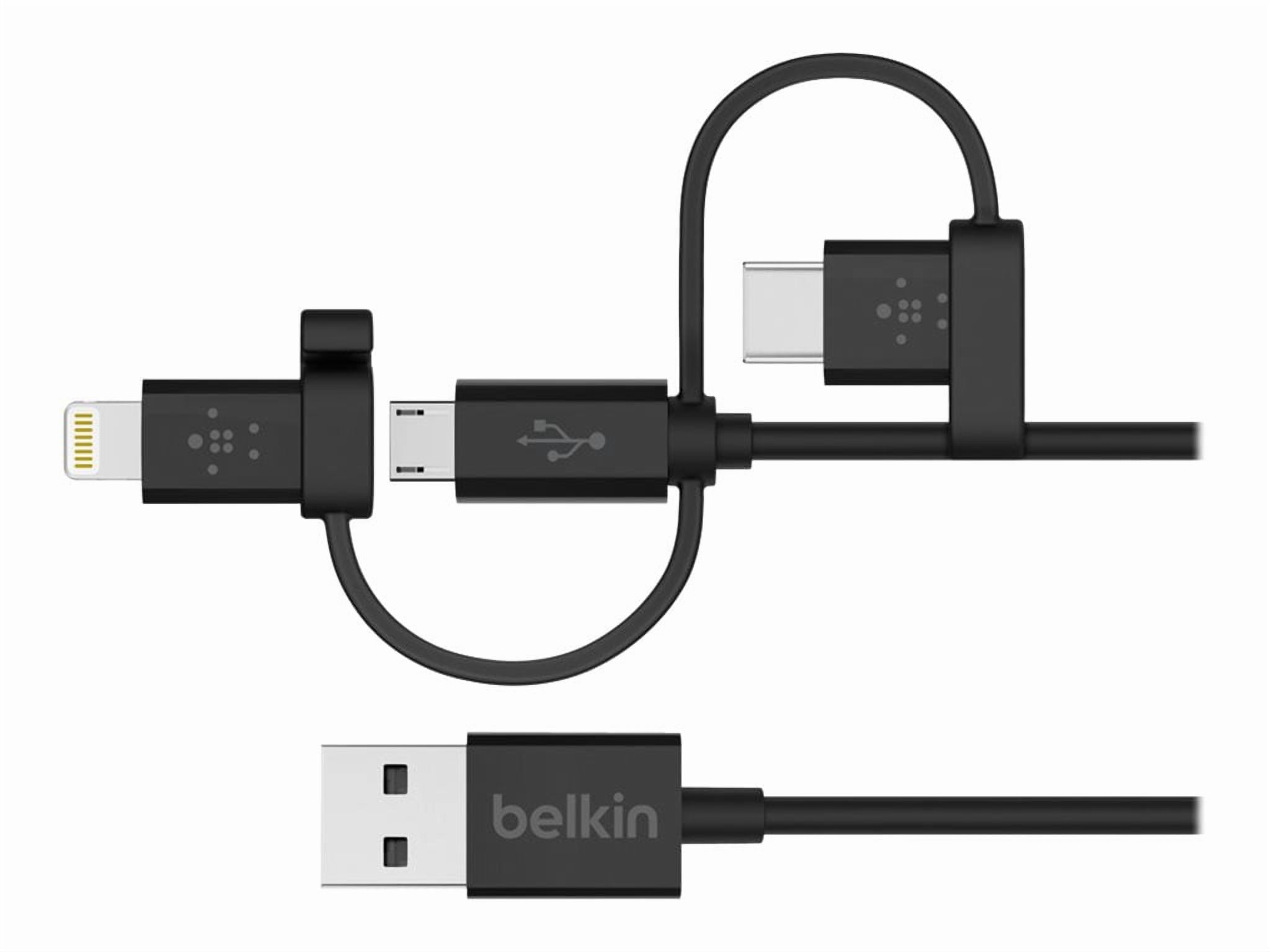 Belkin Multi Charging USB-C Cord with Micro-USB, Lightning Connectors ...