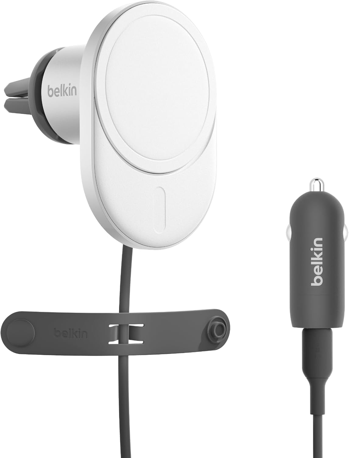 Open Box Belkin Wireless Car Charger 15W - MagSafe-Compatible Magnetic iPhone Charger - Qi2 Wireless Charger, Magnetic Car Vent Phone Mount for iPhone 16, iPhone 15, iPhone 14, 13, 12 Series - Grey