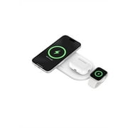 Belkin BoostCharge Pro 3-in-1 MagSafe-Compatible Wireless Charging Pad with Qi2 15W, Fast Charging iPhone Charger, Compatible with iPhone 15, 14, and 13 Series, AirPods, Apple Watch, & More - White