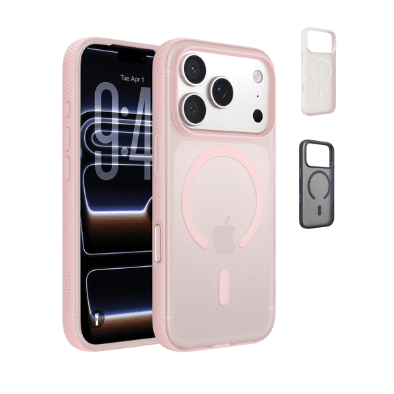 Belkin for iPhone 17 Pro Case, Grip, MagSafe Compatible w/Anti-Scratch & Anti-Yellowing Coating, Touch Sensitive Camera Control - Military Grade, Anti-Slip, Magnetic, Shockproof, Protective-Pink