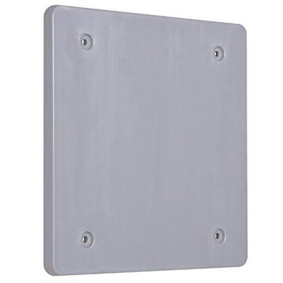 Hubbell 2-Gang Blank Square Polycarbonate Weatherproof Outdoor Box Cover - Gray - 1 Pc