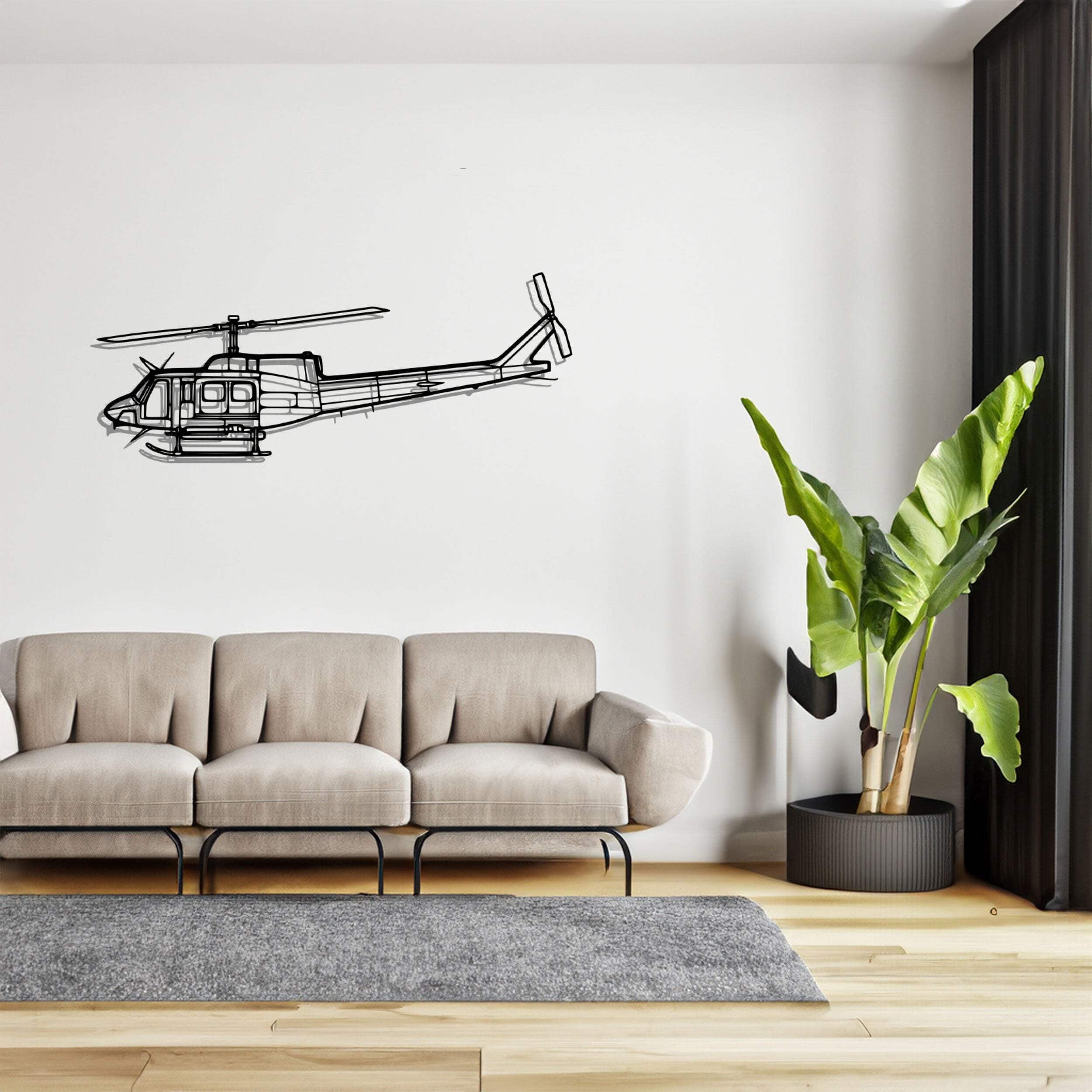 Bell 212 Silhouette Metal Wall Art, Helicopter Silhouette Wall Decor, Metal Helicoptert Wall Art