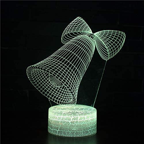 Bell 3D Night Light 16 Color Change Lamp Acrylic Flat ABS Base USB Charger Home Decoration Toy Brithday Xmas Kid Children Gift
