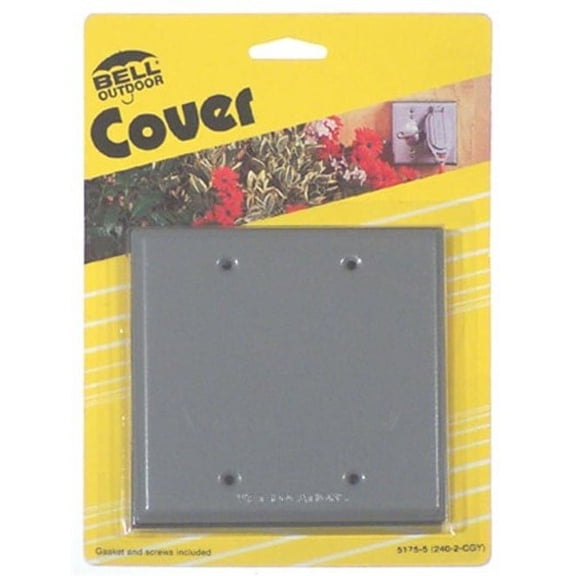 Hubbell Blank Wall Plate Weatherproof Box Cover - 2 Gang Aluminum - Gray